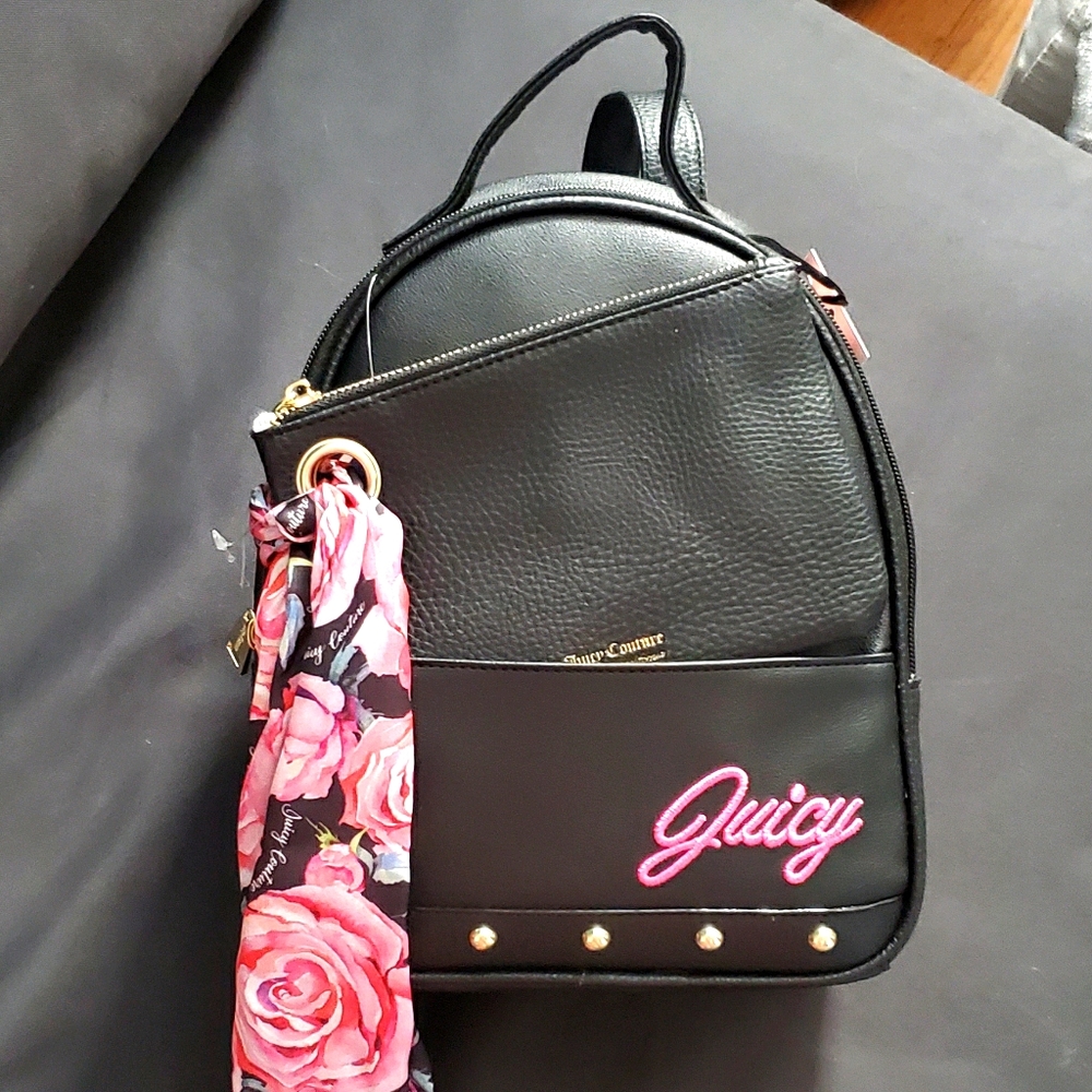 Juicy Couture Black in Bloom Backpack w/ Pouch